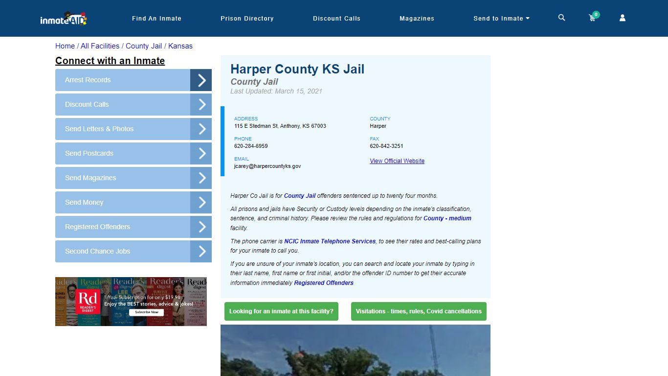 Harper County KS Jail - Inmate Locator - Anthony, KS