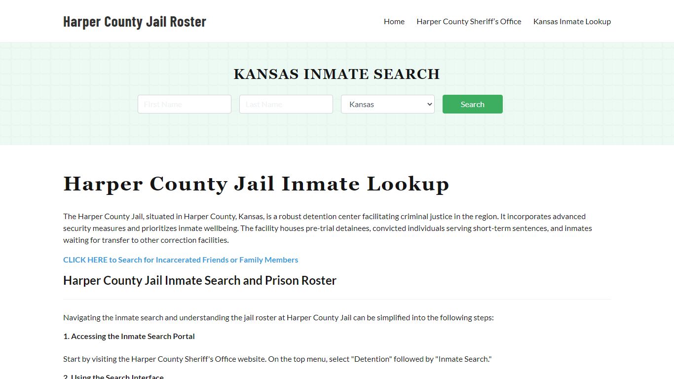 Harper County Jail Roster Lookup, KS, Inmate Search