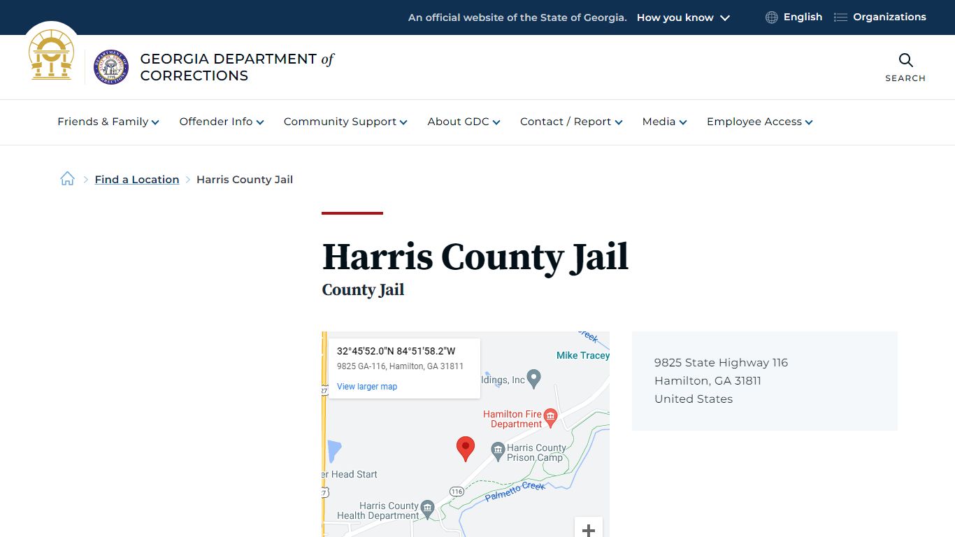 Harris County Jail | Georgia Department of Corrections