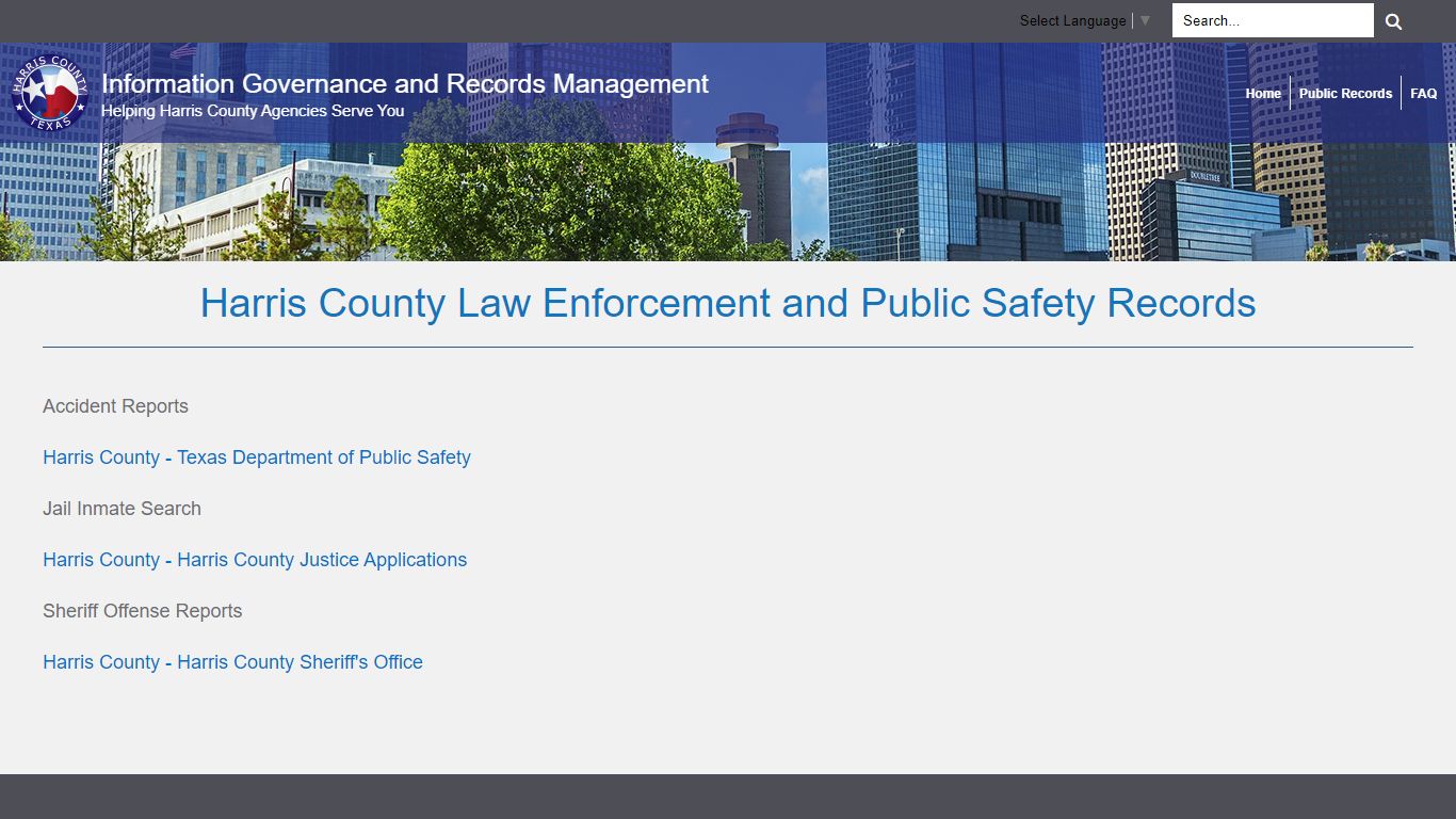 Harris County Law Enforcement and Public Safety Records