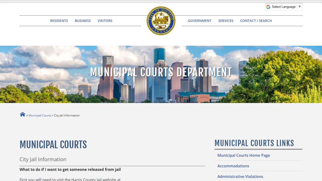 City Jail Information - City of Houston eGovernment Center