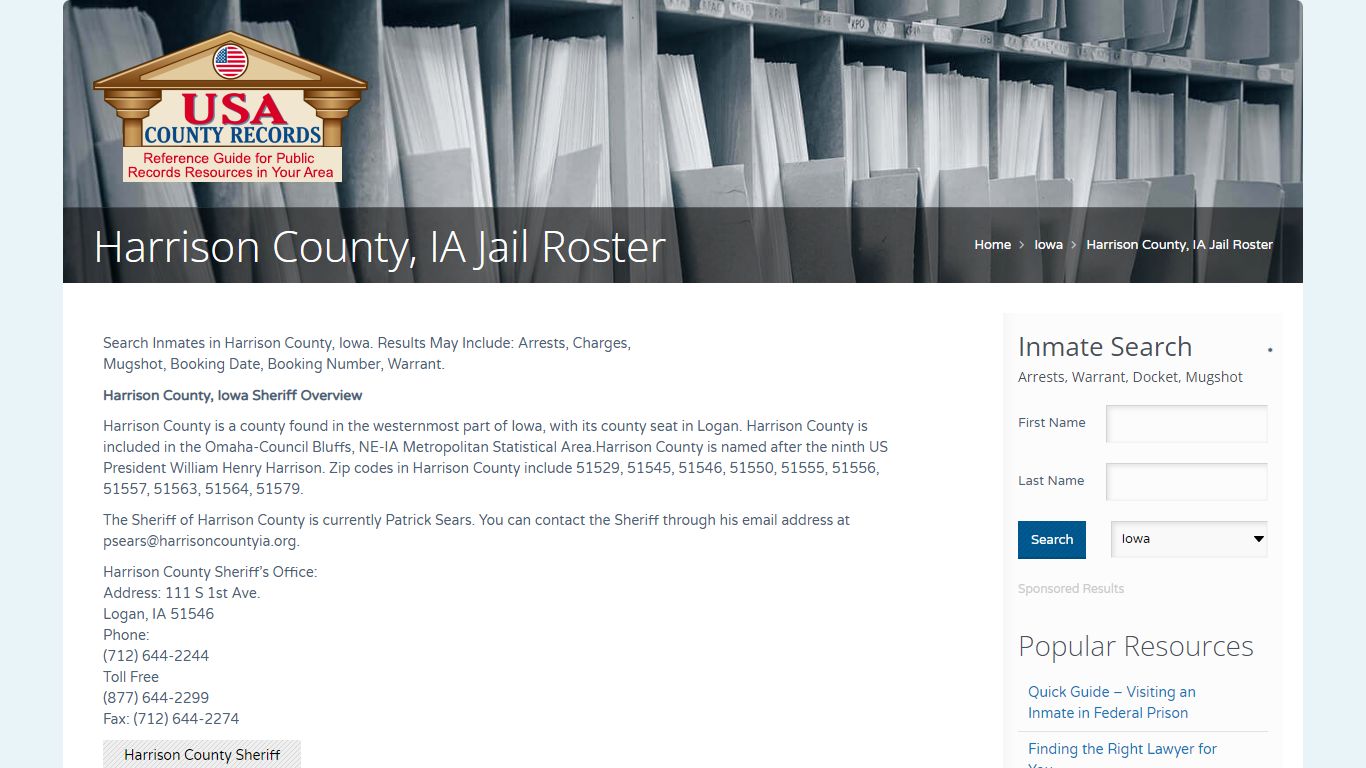 Harrison County, IA Jail Roster | Name Search