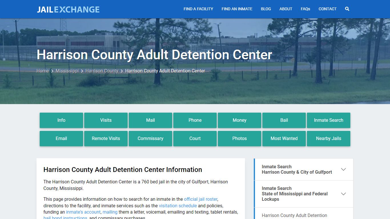Harrison County Adult Detention Center, MS Inmate Search, Information