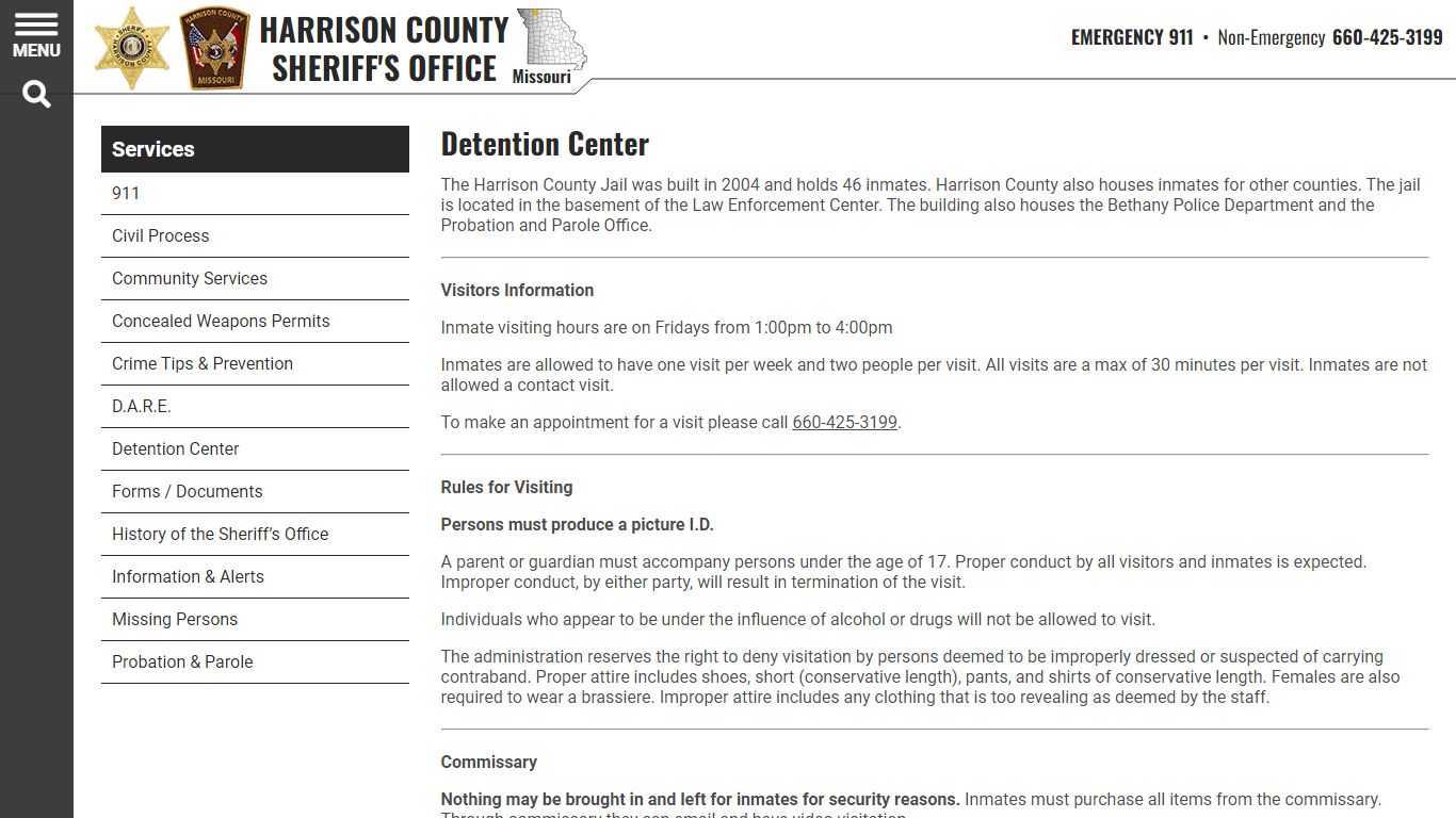 Detention Center | Harrison County MO Sheriff