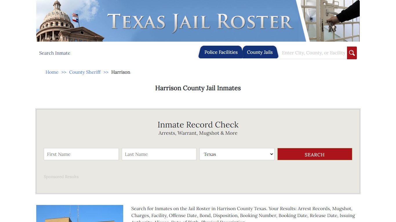 Harrison County Jail Inmates | Jail Roster Search