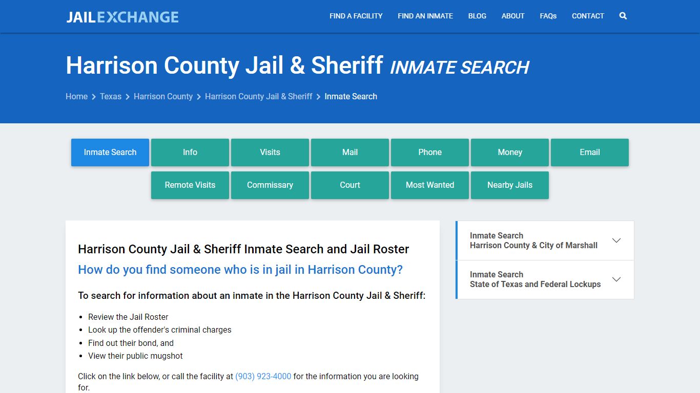 Harrison County Jail & Sheriff Inmate Search - Jail Exchange