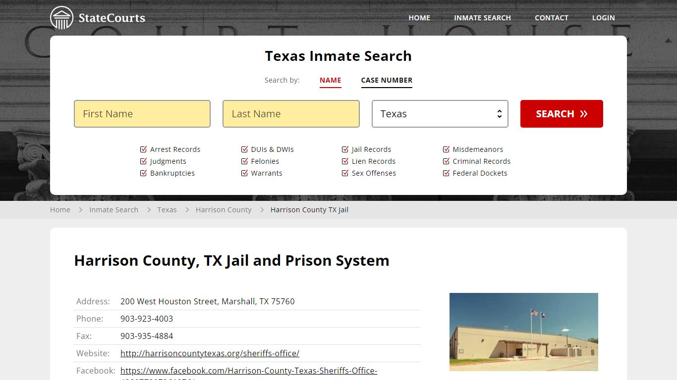 Harrison County TX Jail Inmate Records Search, Texas - StateCourts