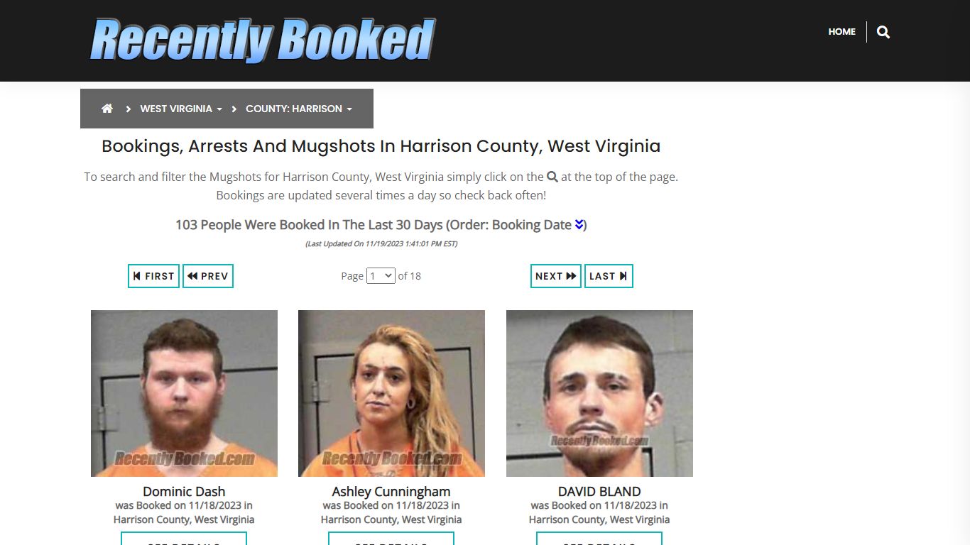 Bookings, Arrests and Mugshots in Harrison County, West Virginia