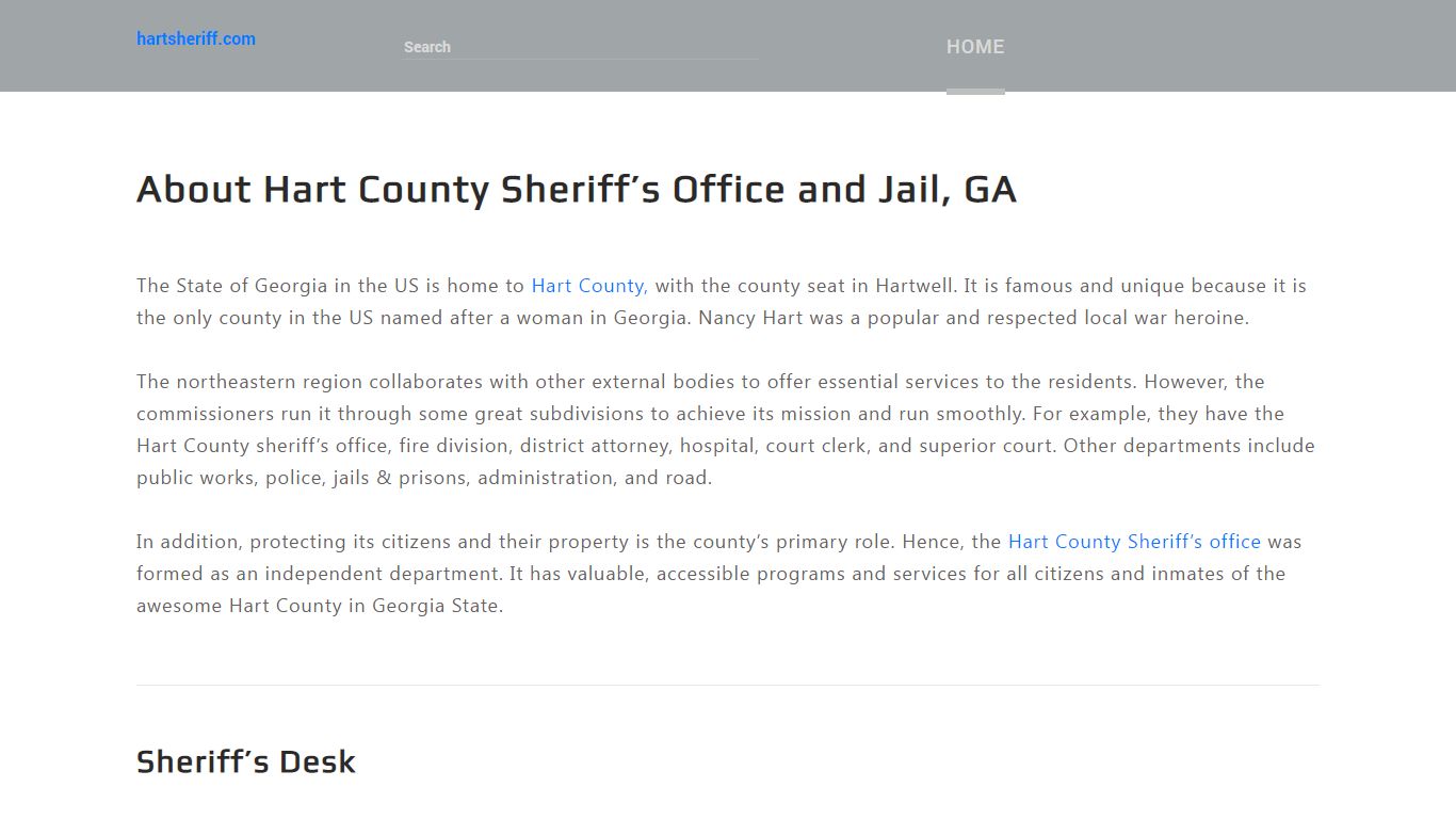 About Hart County Sheriff’s Office and Jail, GA