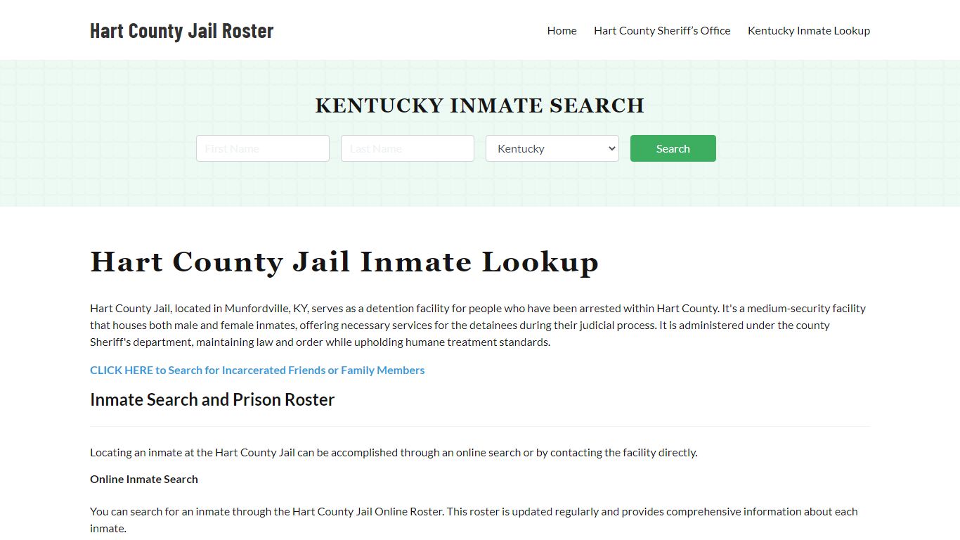 Hart County Jail Roster Lookup, KY, Inmate Search