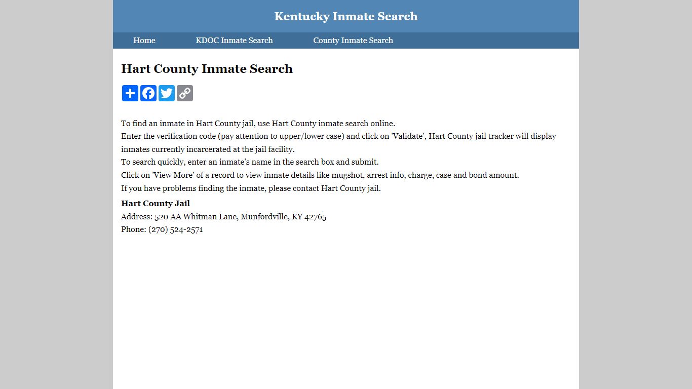 Hart County Inmate Search