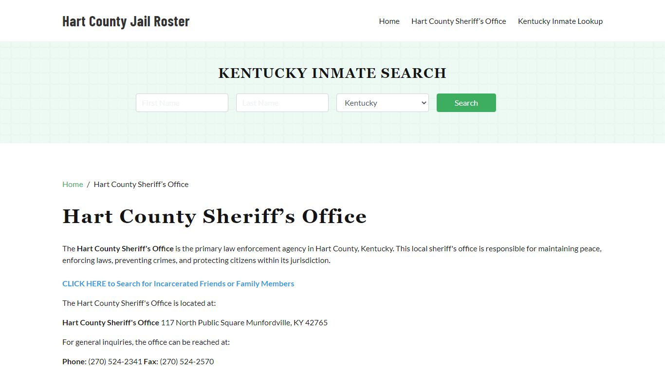 Hart County Sheriff Office, KY, Arrest Warrants Search