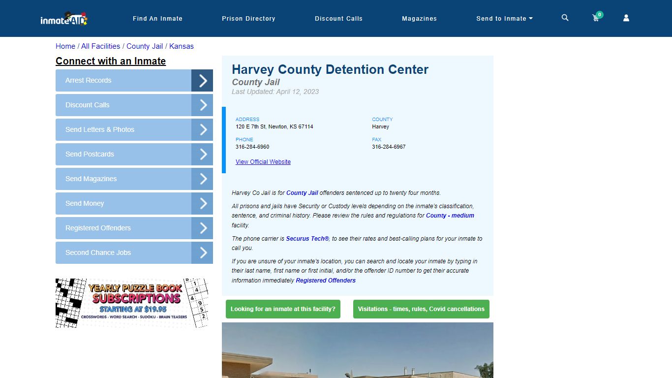 Harvey County Detention Center - Inmate Locator - Newton, KS