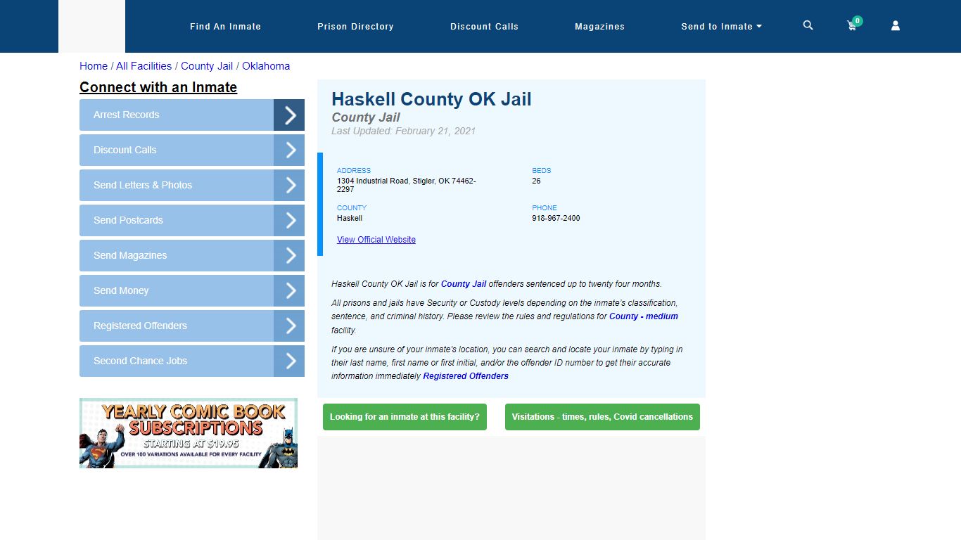 Haskell County OK Jail - Inmate Locator - Stigler, OK