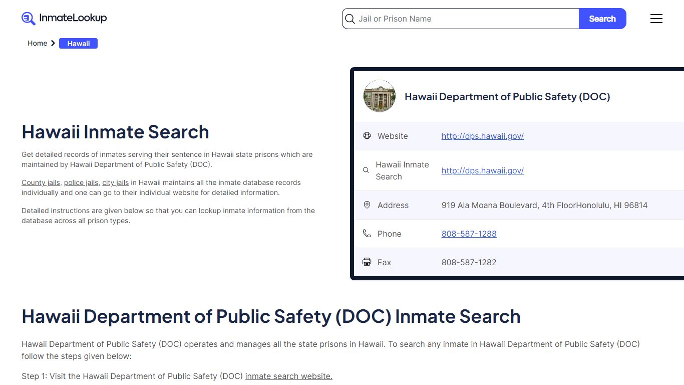 Hawaii Inmate Search | Hawaii Department of Public Safety (DOC)
