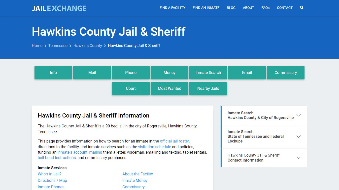 Hawkins County Jail & Sheriff, TN Inmate Search, Information