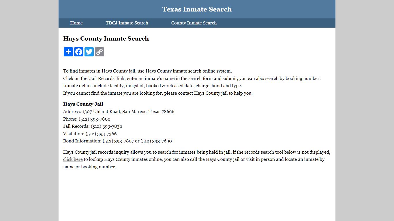Hays County Inmate Search