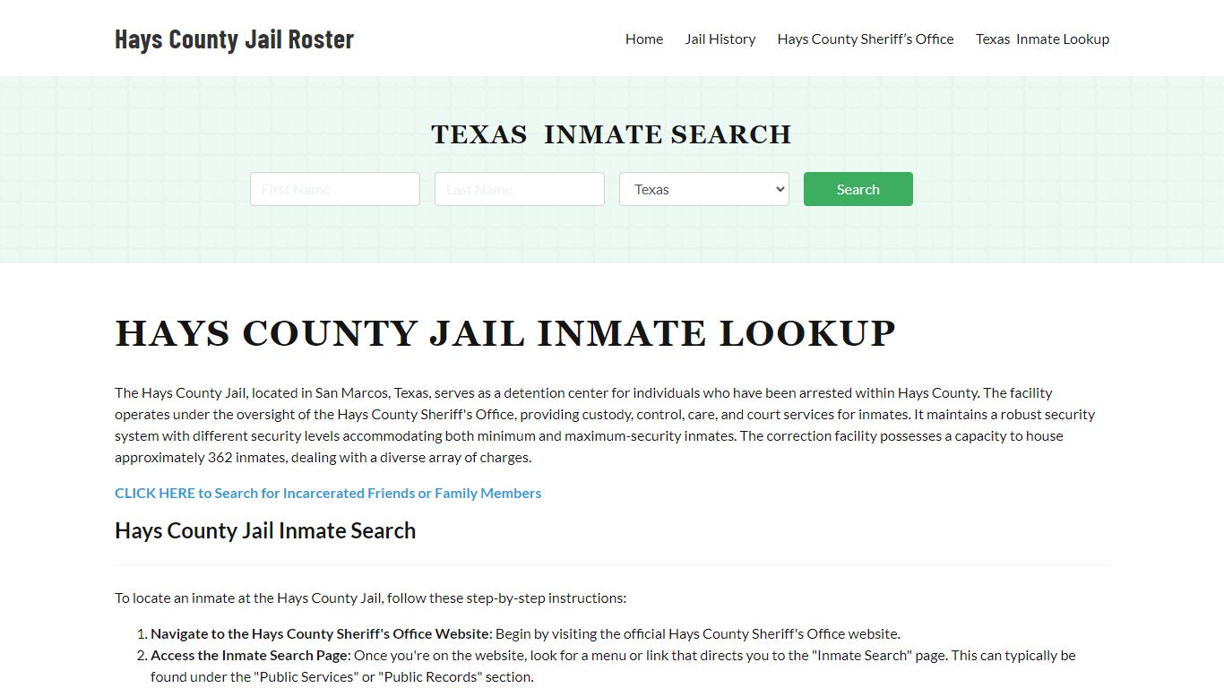 Hays County Jail Roster Lookup, TX, Inmate Search