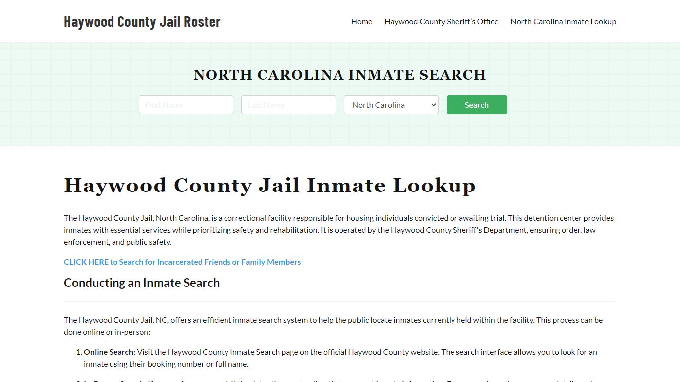 Haywood County Jail Roster Lookup, NC, Inmate Search