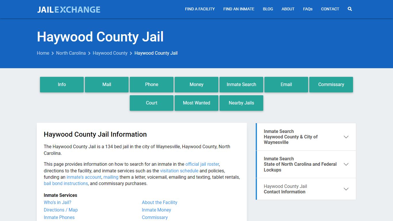 Haywood County Jail, NC Inmate Search, Information
