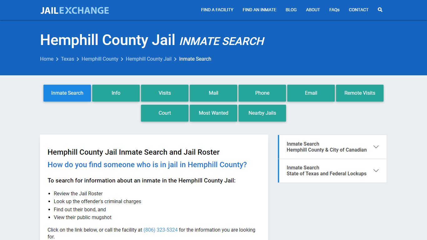 Inmate Search: Roster & Mugshots - Hemphill County Jail, TX