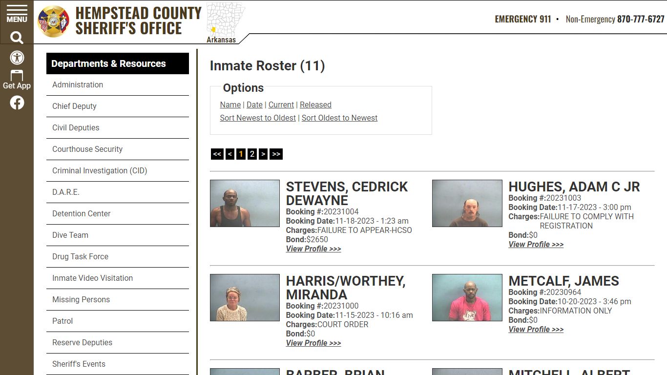 Inmate Roster (9) - Hempstead County Sheriff