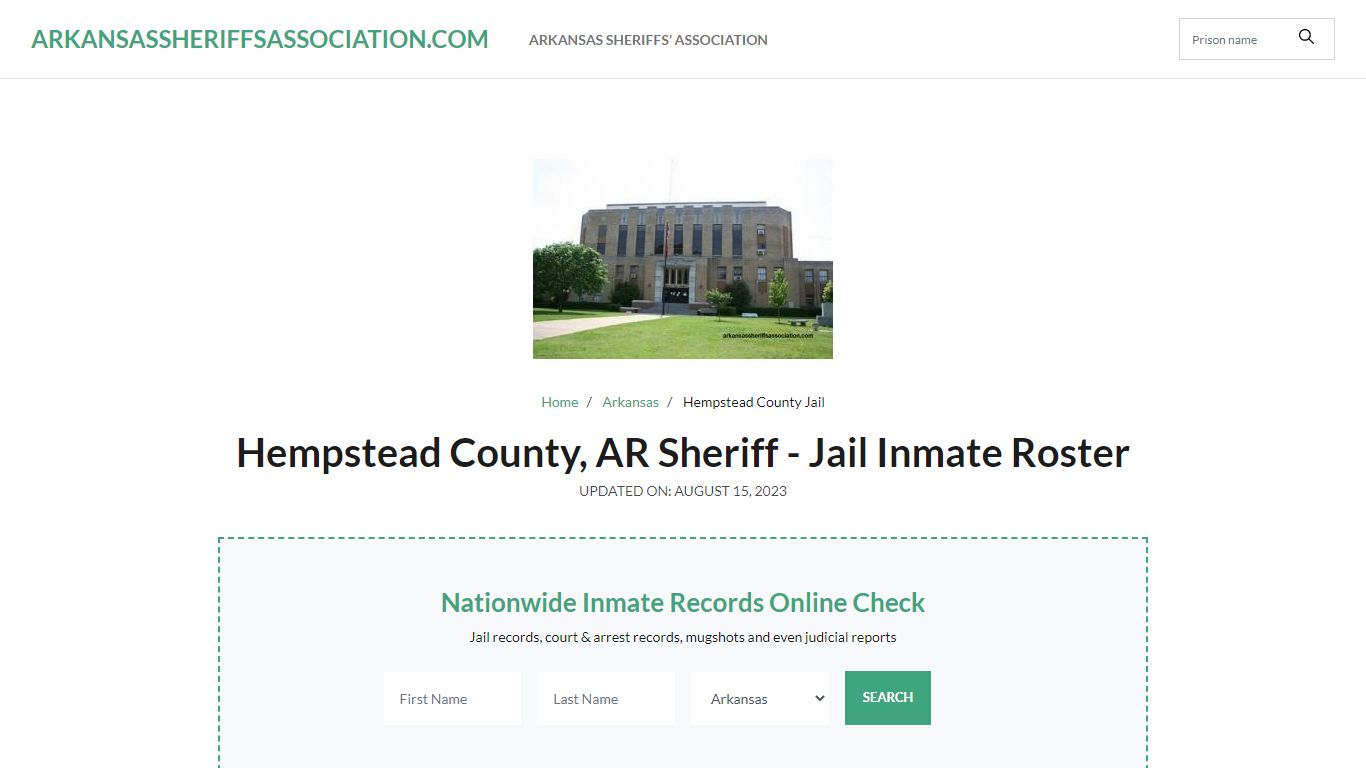 Hempstead County, AR Sheriff - Jail Inmate Roster