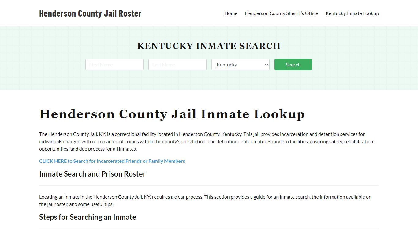 Henderson County Jail Roster Lookup, KY, Inmate Search