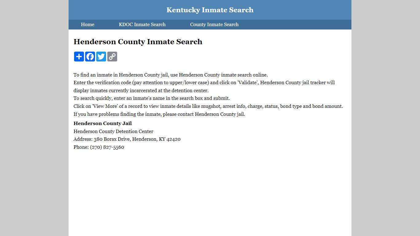 Henderson County Inmate Search