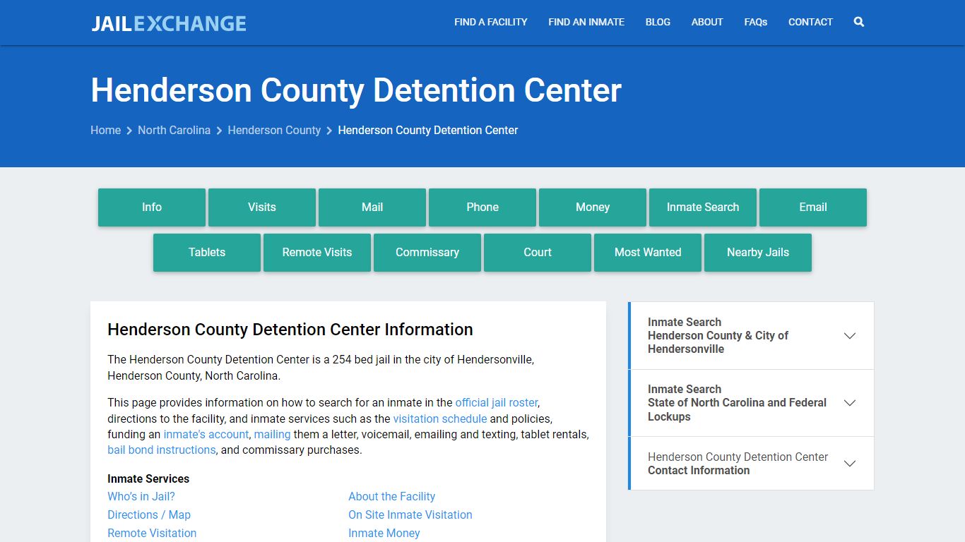 Henderson County Detention Center, NC Inmate Search, Information