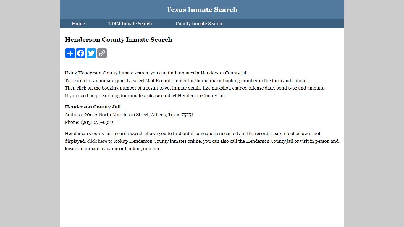 Henderson County Inmate Search