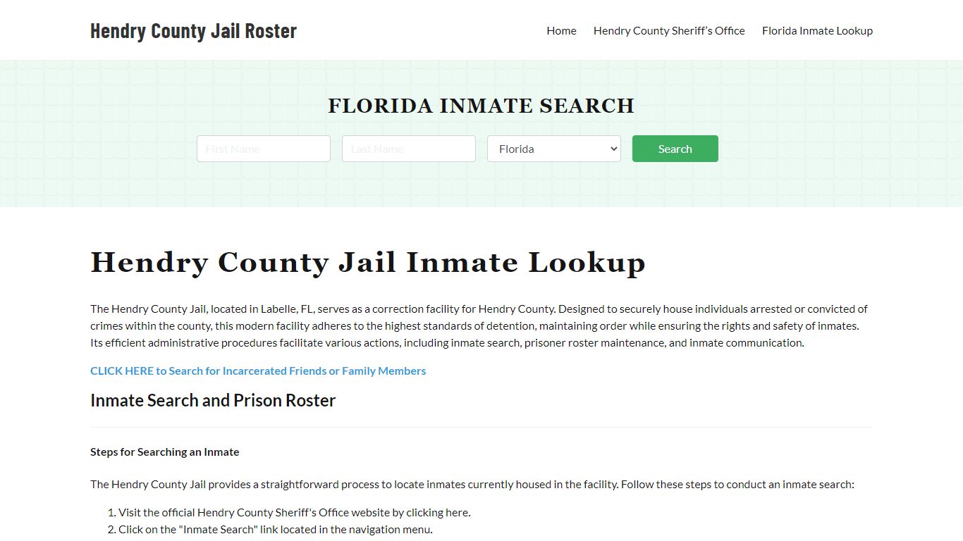 Hendry County Jail Roster Lookup, FL, Inmate Search