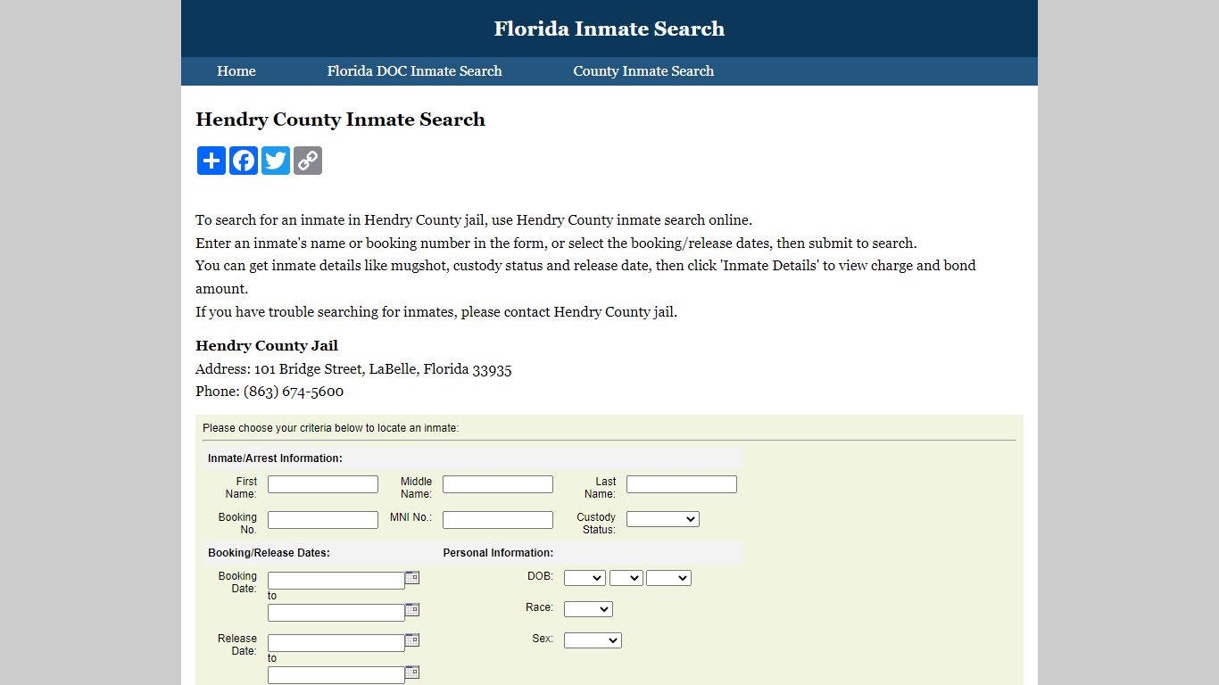 Hendry County Inmate Search