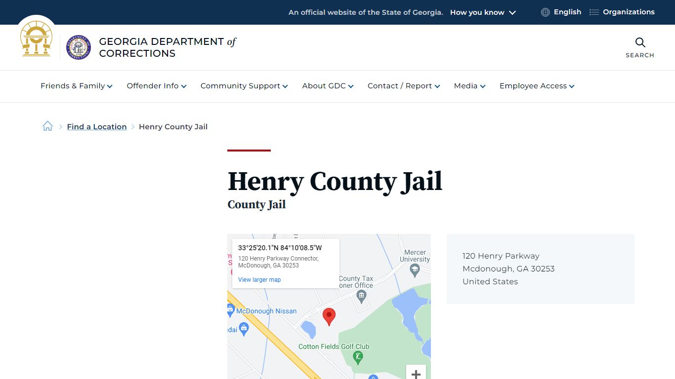 Henry County Jail | Georgia Department of Corrections