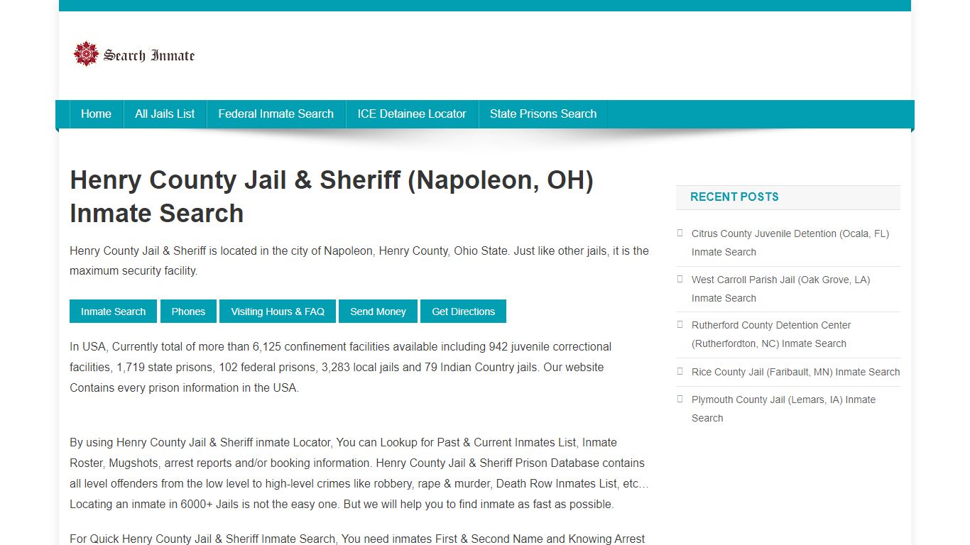 Henry County Jail & Sheriff (Napoleon, OH) Inmate Search