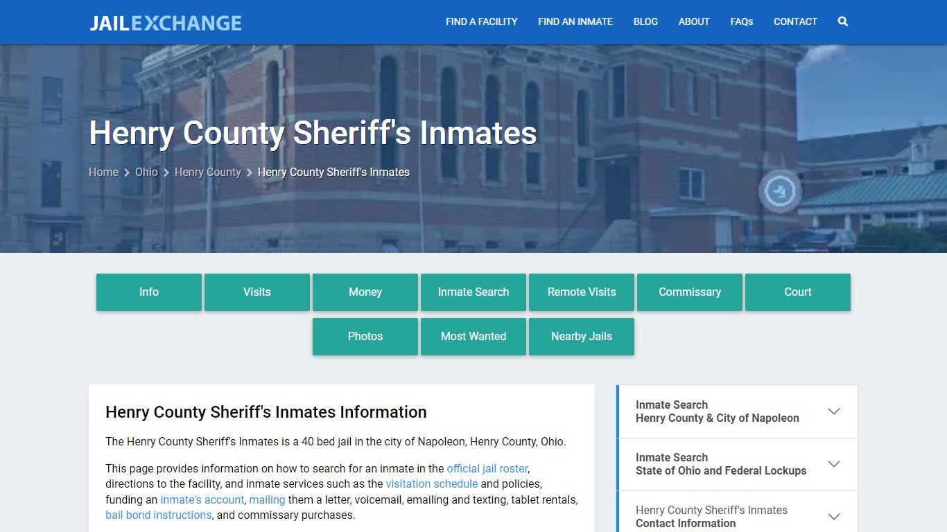 Henry County Sheriff's Inmates, OH Inmate Search, Information