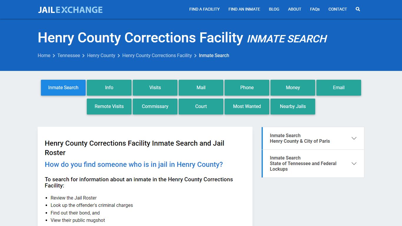 Henry County Corrections Facility Inmate Search - Jail Exchange