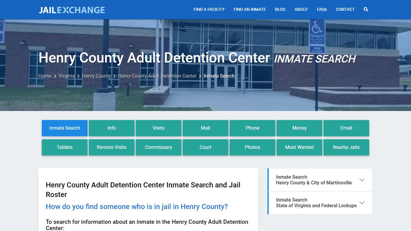 Henry County Adult Detention Center Inmate Search - Jail Exchange