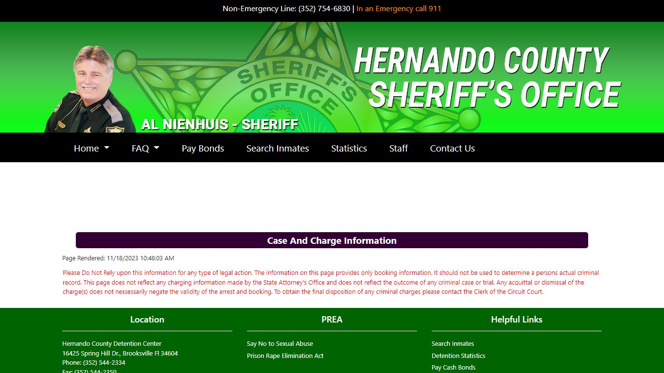 Hernando County Detention Center Inmate Search Details