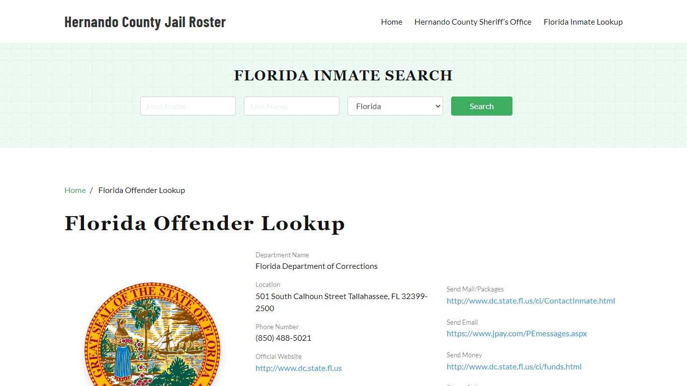Florida Inmate Search, Jail Rosters - Hernando County Jail