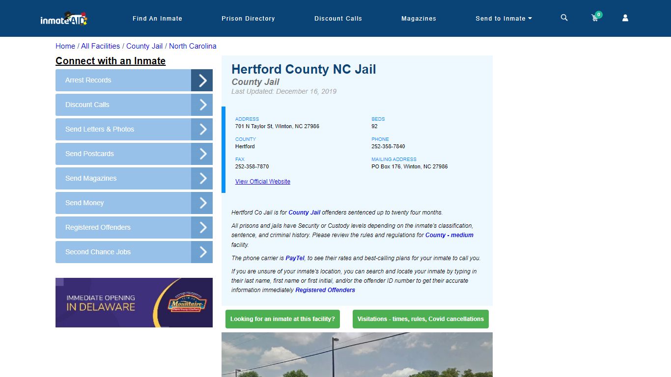 Hertford County NC Jail - Inmate Locator - Winton, NC