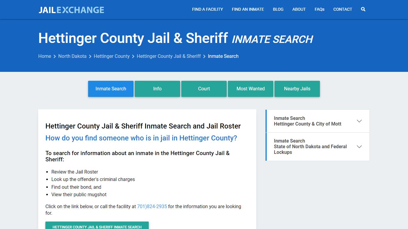 Hettinger County Jail & Sheriff Inmate Search - Jail Exchange