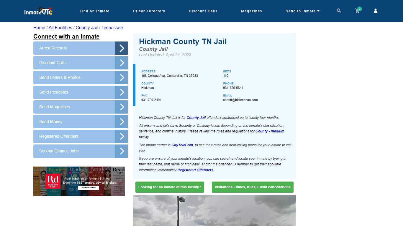 Hickman County TN Jail - Inmate Locator - Centerville, TN