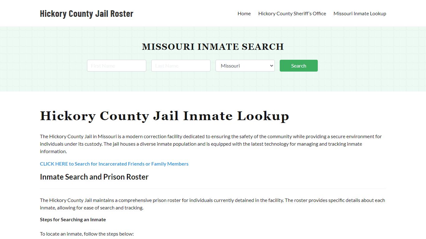 Hickory County Jail Roster Lookup, MO, Inmate Search