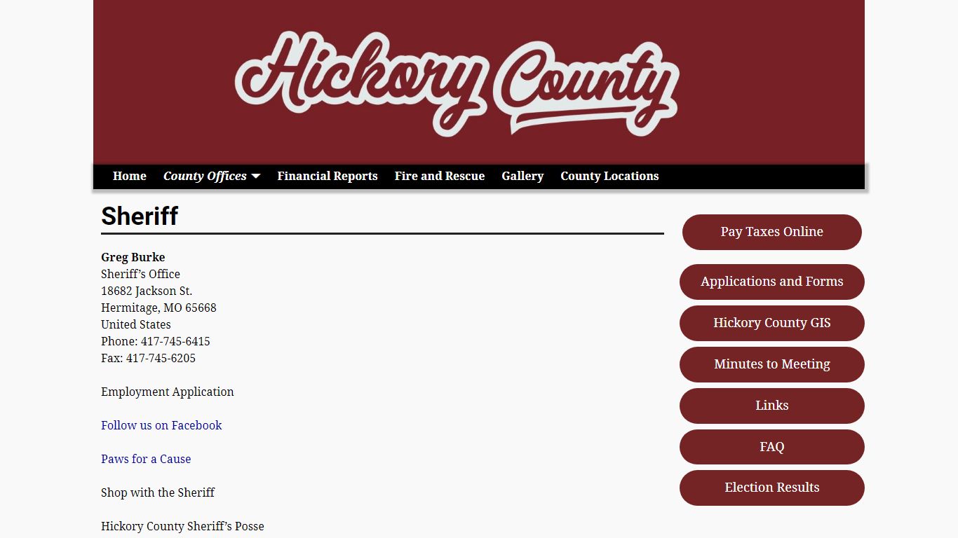 Sheriff – Hickory County, Missouri