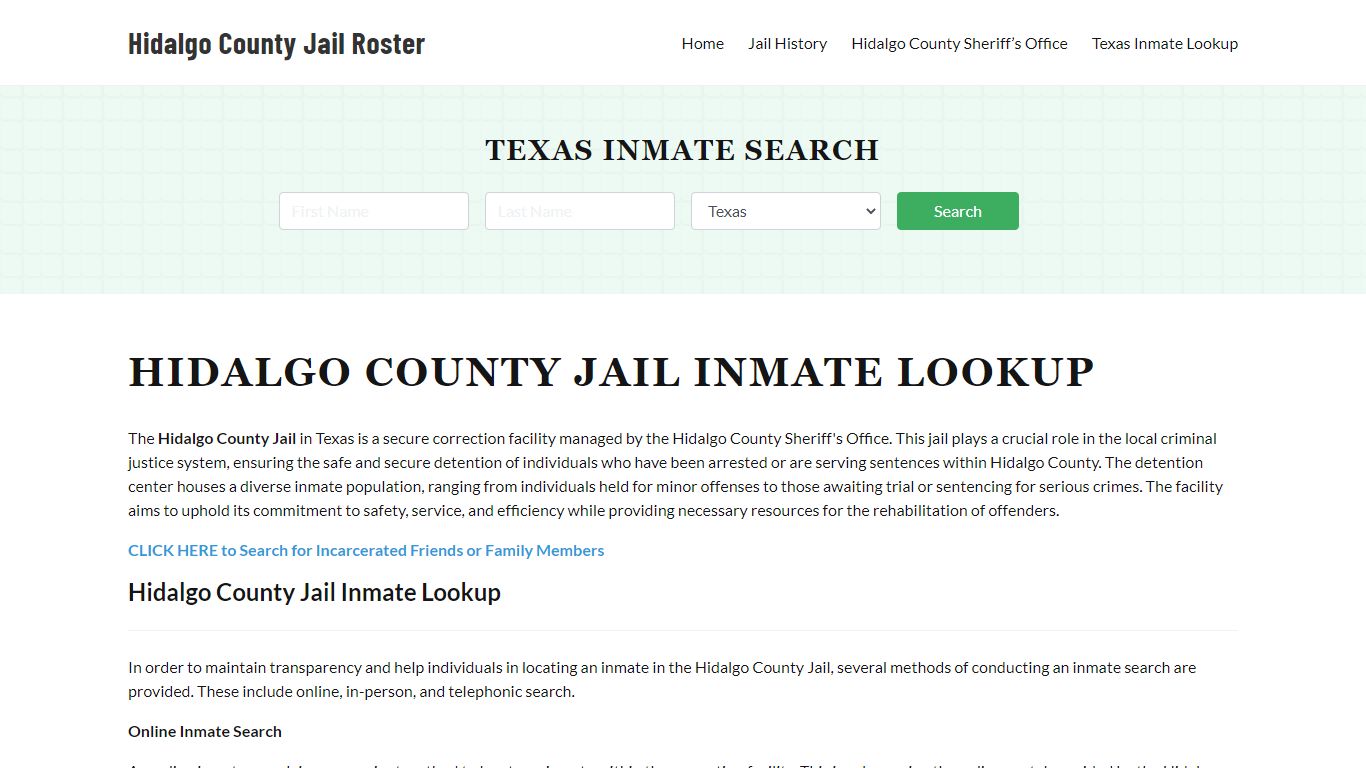 Hidalgo County Jail Roster Lookup, TX, Inmate Search