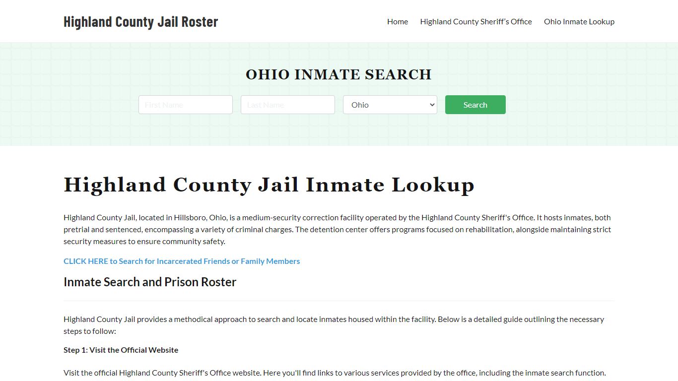 Highland County Jail Roster Lookup, OH, Inmate Search