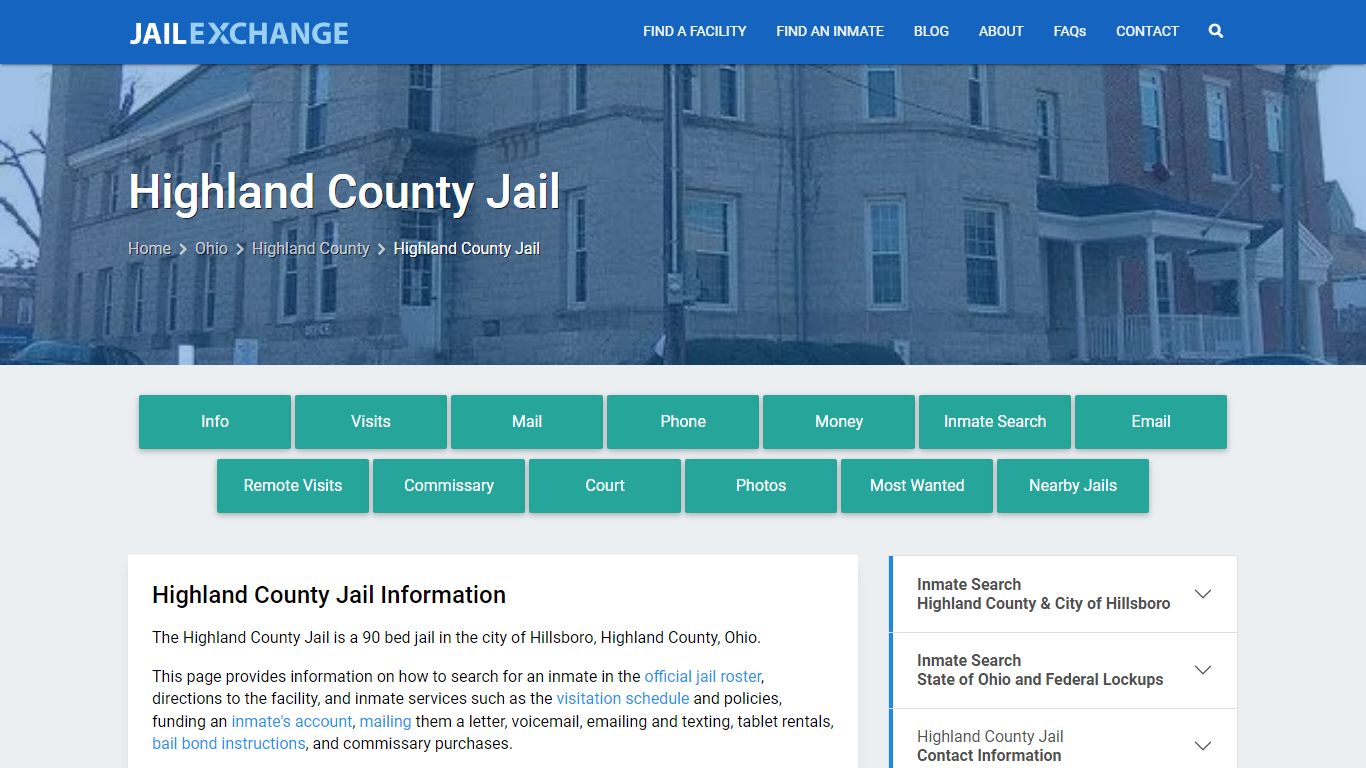 Highland County Jail, OH Inmate Search, Information