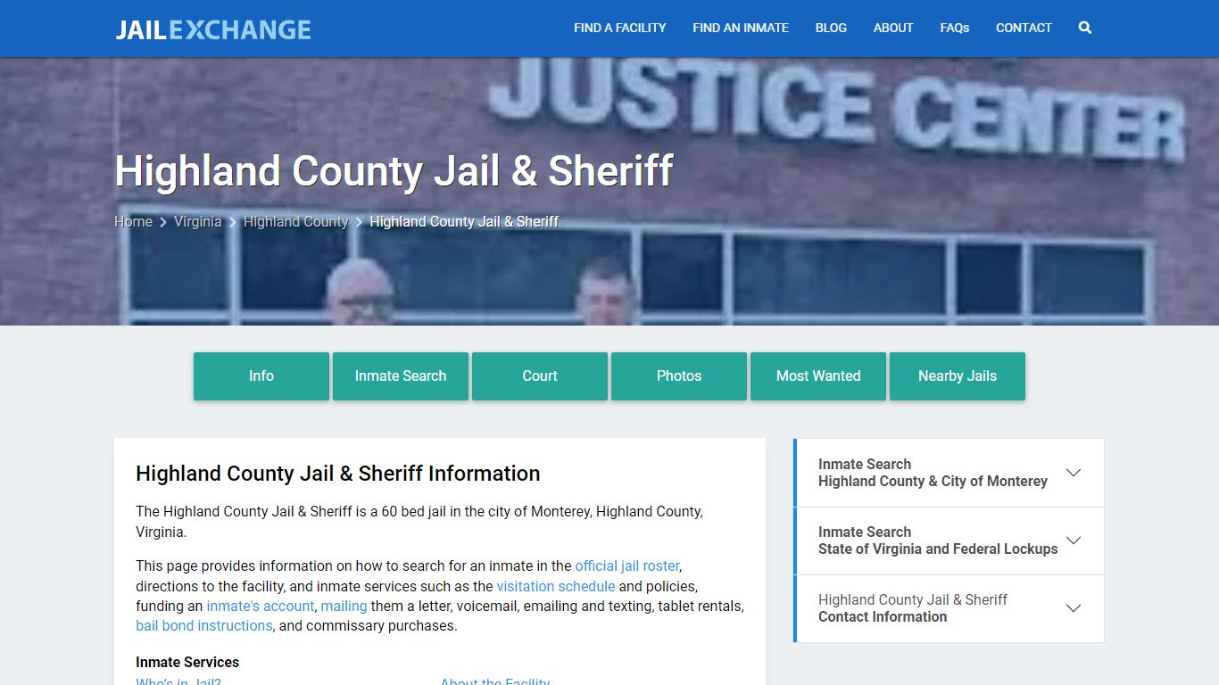 Highland County Jail & Sheriff, VA Inmate Search, Information