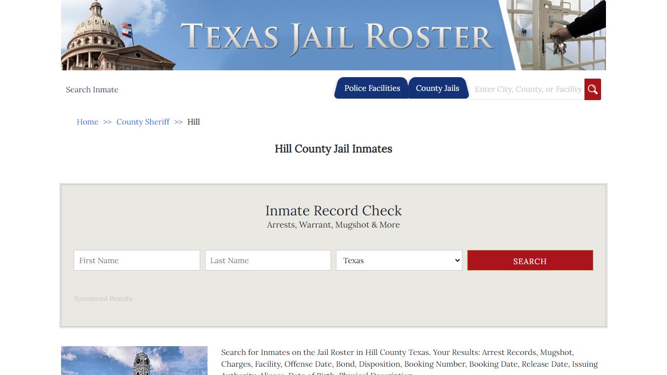 Hill County Jail Inmates | Jail Roster Search